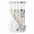 thumbnail image 1 of Spring Blue Flower No Hooks Shower Curtain with Snap-in Liner Country Watercolor Blue Floral Plant Leaf Linen Shower Curtains for Bathroom, Waterproof, Easy Install, Washable 36"x72", 1 of 9