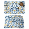 thumbnail image 1 of Spring Blue Flower Placemats Set of 2, Country Farm Watercolor Yellow Floral Leaf Non-Slip Place Mats Washable Table Mats for Kitchen Dining Table Decorations Indoor/Outdoor, 1 of 9