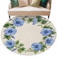 thumbnail image 1 of Spring Blue Flower Wreath Round Area&nbsp;Rug 5ft Country Watercolor Floral Bud Leaf Linen Non-Slip&nbsp;Washable Circle Rugs Soft Felt Indoor Floor Mat for Bedroom Kitchen Living Room Bathroom, 1 of 9