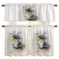 thumbnail image 1 of Spring Blue Flowers Kitchen Curtains Sets for Windows 36 Inch Length, Retro Tea Cup Phrases Country Rod Pocket Window Treatments Tier Curtains and Valances Set for Bedroom/Bathroom, 1 of 8