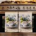 thumbnail image 1 of Spring Blue Flowers Kitchen Towels Set of 3, Vintage Tea Cup Phrases Pastoral Absorbent Dish Towels for Kitchen, Microfiber Hand Towel, Quick Drying Tea Towel for Cleaning Decorative Dishcloths, 1 of 7