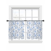 Spring Blue Flowers Sheer Curtains for Living Room , Light-filtering Sheer Curtain, Retro Chrysanthemums Floral Botanical LigRod Pocket Voile Window Treatment Drapes, 52’’Wx54’’L, 2 Panels Set