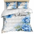 thumbnail image 1 of Spring Blue Rose Bedding 3 Piece Duvet Cover Set Twin Size, Green Leaves Vintage Country Rustic Soft Microfiber Comforter Cover with Zipper Closure & Pillowcases, Wrinkle & FadeResistant Quilt Cover, 1 of 9