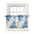 thumbnail image 1 of Spring Blue Rose Tier Curtains 36 Inch Length,Sheer Curtains for Bedroom Living Room Window Green Leaves Vintage Country Rustic Rod Pocket Drapes Kitchen Curtains Small Half Window 27.5"x36" 2 Panels, 1 of 6