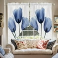 thumbnail image 1 of Spring Blue Swag Curtain Valance for Windows, Flowers X-ray Image of Tulips Floral Window Treatments Short Swag Topper for Kitchen Windows Bathroom Bedroom, 36"x45", 1 of 8