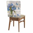 thumbnail image 1 of Spring Blue Tulip Chair Covers Set of 4 Vintage Flower Vase Leaf Butterfly Wood Grain Chair Back Covers Stretch Removable Washable Slipcovers Protector for Dining Room Kitchen Party Decor, 1 of 9