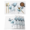 thumbnail image 1 of Spring Blue Tulip Placemats Set of 6 Pastoral Botanical Florals Simple Place Mats Indoor Wipeable Table Mats Washable Cloth Dining Table Placemats for Kitchen Holiday Party Home Decor 13x19 Inch, 1 of 9