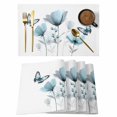thumbnail image 1 of Spring Blue Tulip Placemats Set of 8 Pastoral Botanical Florals Simple Place Mats Indoor Wipeable Table Mats Washable Cloth Dining Table Placemats for Kitchen Holiday Party Home Decor 13x19 Inch, 1 of 9