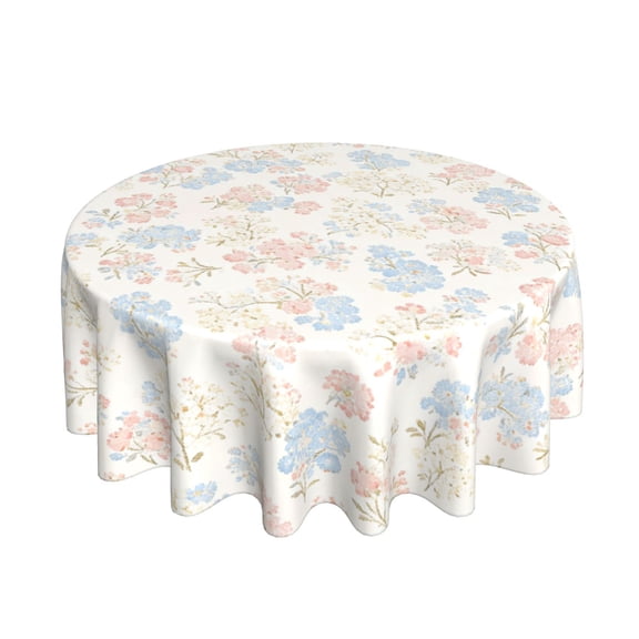 Spring Blue and Pink Floral Tablecloth 60in Waterproof and Wrinkle-Resistant Tablecloth for Living Room Dining Room Picnic