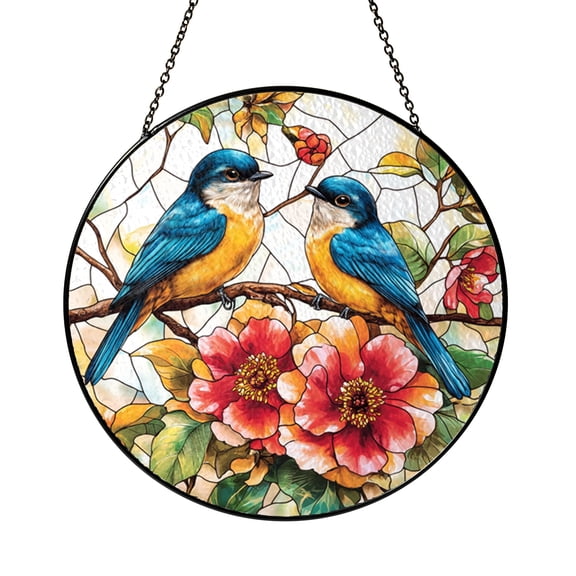 Spring Bluebird Stained Glass Suncatcher – Nature Window Art