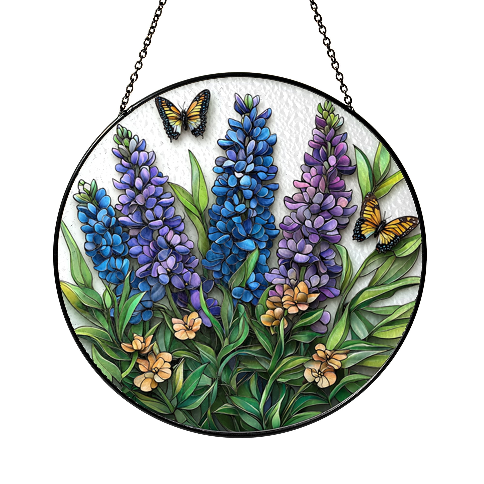 Spring Bluebonnet Decorative Window Hanging – Faux Stained Glass ...
