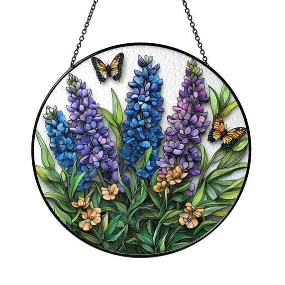 Spring Bluebonnet Decorative Window Hanging – Faux Stained Glass ...