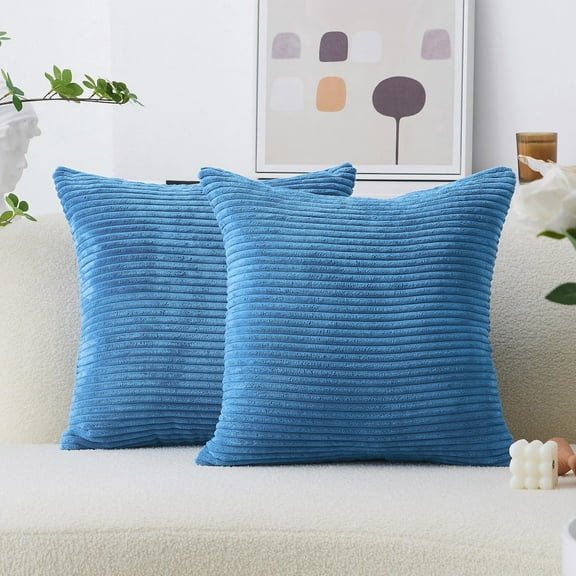 Spring Boho Farmhouse Throw Pillow Covers 22 x 22 Inch Set of 2 Mordern Nordic Cushion Covers Soft Corduroy Home Bedroom Decor for Couch Bed Sofa Living Room, Royal Blue