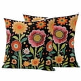 thumbnail image 1 of Spring Boho Pillow Covers 2 Pack Cartoon Pink Red Flower Colorful Dots Black Pillowcase Waterproof Outdoor Throw Pillow Cover for Patio Garden Square Cushion 24”x24”, 1 of 9