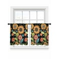 thumbnail image 1 of Spring Boho Sheer Curtains for Living Room Bedroom, Light-filtering Sheer Curtain, Yellow Red Flower Leaves Dots Plant Painting LigRod Pocket Voile Window Treatment Drapes, 52’’Wx54’’L, 2 Panels Set, 1 of 7