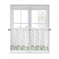 thumbnail image 1 of Spring Botanical 2 Panel Kitchen Curtains for Small Windows, Farmhouse Pastoral Daisy Leaves Bathroom Tier Curtain, Short Window Treatment for Bedroom/Living Room 55"x36", 1 of 6