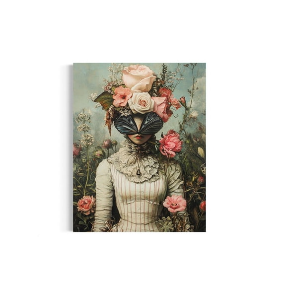 Spring Botanical Aesthetic Wall Art, Gothic Butterfly Mask, Feminine Decor, Moody Aesthetic, Whimsical Garden Antique Rd UNFRAMED Poster, Wall Art for Decor, Present, 8x12