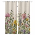 thumbnail image 1 of Spring Botanical Blackout Curtains for Bedroom/Living Room, Thermal Insulated Kitchen Curtains, Watercolor Floral Eucalyptus Leaves Beige Grommet Darkening Window Treatment Drapes 27.5"x39"x2, 1 of 8