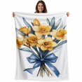 thumbnail image 1 of Spring Botanical Blanket Soft Cozy Warm Throw Blanket for Couch, Plush Fuzzy Flannel Fleece Blankets for Sofa, Yellow Verdant Flower Patterns Bed Blankets Lightweight Gifts for Women, 40"x60", 1 of 9