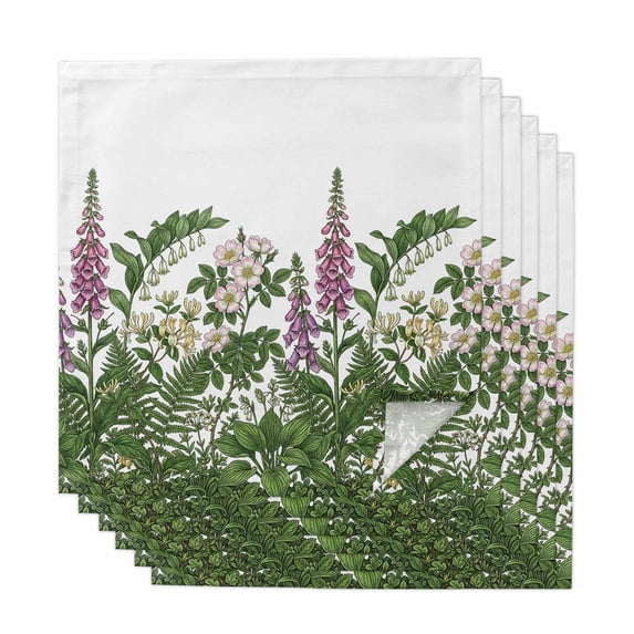 Spring Botanical Cloth Napkins, Watercolor Floral Flowers Leaves Retro Rustic Washable and Reusable Dinner Napkins Set of 6, Table Napkin for Kitchen Party Birthday Wedding Hotel Housewarming 20"x20"