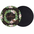 thumbnail image 1 of Spring Botanical Coasters Set of 2, Absorbent Coasters for Drinks, Garden Birds Floral Leaves Brown Wood Coaster for Desk Coffee Table Protection, Home Decor House Warming Gifts 4", 1 of 8
