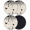 thumbnail image 1 of Spring Botanical Coasters Set of 4, Absorbent Coasters for Drinks, Black Eucalyptus Butterfly Rustic Coaster for Desk Coffee Table Protection, Home Decor House Warming Gifts 4", 1 of 8