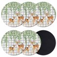 thumbnail image 1 of Spring Botanical Coasters Set of 6, Absorbent Coasters for Drinks, Green Leaves Deers Birds Flowers Gray Plaid Coaster for Desk Coffee Table Protection, Home Decor House Warming Gifts 4", 1 of 8