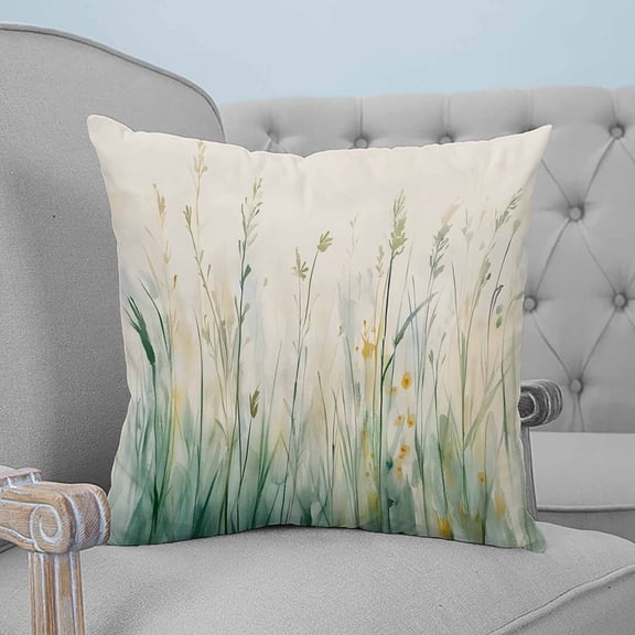 Spring Botanical Decorative Pillowcase 16''x16'', Modern Watercolor Green Leaf Plant Throw Pillow Covers Soft Cushion Case for Couch Sofa Bedroom Living Room, Pillowcase Boho Decor