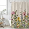 thumbnail image 1 of Spring Botanical Extra Long Shower Curtain Set, Waterproof Shower Curtains for Bathroom, Watercolor Floral Eucalyptus Leaves Beige Washable Fabric Bath Curtain for Bathtub with Hooks 72x96 Inches, 1 of 9
