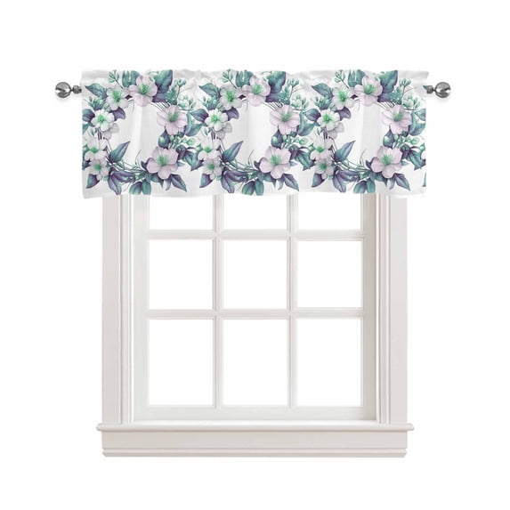 Spring Botanical Garden Floral Kitchen Valances for Windows Farmhouse Linen Window Valance Curtain for Living Room Window Treatment Summer Rustic Flowers Valance Rod Pocket Topper Drape, 54 x 18 Inch
