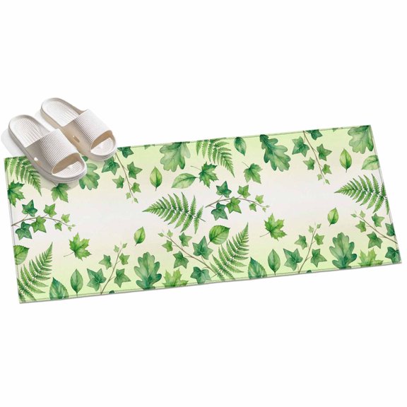 Spring Botanical Hallway Runner Rug 2x6 Washable Non Slip Kitchen Runner Rug for Bedside Bathroom Watercolor Ivy Ferns Leaves Ombre Green Indoor Floor Carpet Area Rugs for Living Room Bedroom Office