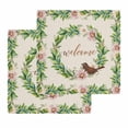 thumbnail image 1 of Spring Botanical Kitchen Dish Towels for Drying Dishes Set of 2, Garden Birds Floral Leaves Rustic Burlap Waffle Weave Microfiber Hand Tea Bathroom Towels Quick Dry & Absorbent Towel 12x12, 1 of 7