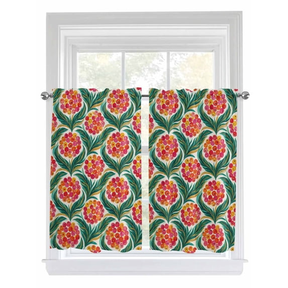 Spring Botanical Living Room Curtains 2 Panel, Abstract Watercolor Fruits Leaf Plant Cafe Window Treatment, Farmhouse Bedroom Bathroom Kitchen Curtains Drapes 104"x54"