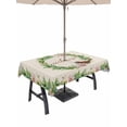 thumbnail image 1 of Spring Botanical Outdoor Tablecloth - 60x102 Inch Rectangle Dining Table Cover, Garden Birds Floral Leaves Rustic Burlap Waterproof Outdoor Table Cloth with Umbrella Hole & Zipper for Picnic/Patio, 1 of 7