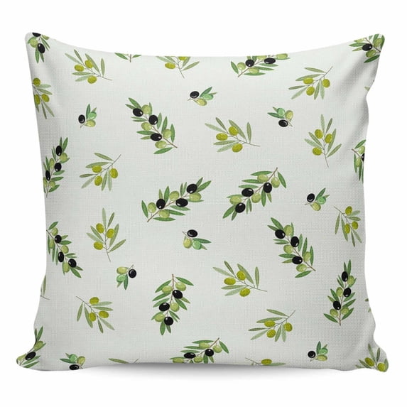 Spring Botanical Pillow Covers 24x24 Inch Decorative Throw Pillow Cover, Green Olive Berry Branches Leaves Fruit Sofa Pillowcases Accent Cushion Case Home Decor Bedroom Living Room