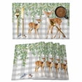 thumbnail image 1 of Spring Botanical Placemats Set of 4 Green Leaves Deers Birds Flowers Gray Plaid Place Mats Indoor Wipeable Table Mats Washable Dining Table Placemats for Kitchen Holiday Party Home Decor 13x19 Inch, 1 of 9