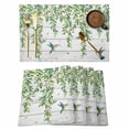thumbnail image 1 of Spring Botanical Placemats Set of 4, Watercolor Leaves Flowers Birds Gray Wood Placemats for Dining Table, Place Mats for Kitchen Tabletop, Waterproof Wipeable Dining Table Mats Set, 1 of 9