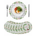 thumbnail image 1 of Spring Botanical Round 15 Inch Placemats Set of 8, Garden Birds Floral Leaves Gray Plaid HeatResistant Non Slip Place Mats for Dining Table, Wipeable Braided Kitchen Table Mats for Housewarming, 1 of 9