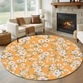 thumbnail image 1 of Spring Botanical Round Area Rug 8Ft Washable Large Circle Rugs for Living Room Dorm, Watercolor Floral Flowers Botanical Yellow Non-Slip Carpet Floor Mats Indoor Outdoor Carpet Runner Home Decor, 1 of 8