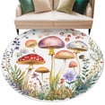 thumbnail image 1 of Spring Botanical Round Area&nbsp;Rug 6ft Farmhouse Mushroom Watercolor Leaf Wildflower Non-Slip&nbsp;Washable Circle Rugs Soft Felt Indoor Floor Mat for Bedroom Kitchen Living Room Bathroom, 1 of 9