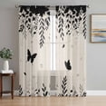 thumbnail image 1 of Spring Botanical Sheer Curtains 63 Inch Length 2 Panels Set, Black Eucalyptus Butterfly Rustic Voile Window Treatment Rod Pocket Curtains Sheers Drapes for Bedroom/Living Room/Kitchen 52x"63"x2, 1 of 7