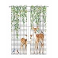 thumbnail image 1 of Spring Botanical Sheer Curtains 84 Inch Length 2 Panels Set for Living Room/Bedroom, Green Leaves Deers Birds Flowers Gray Plaid Kitchen Curtains Grommet Curtains Window Treatments 42"x84"x2, 1 of 7