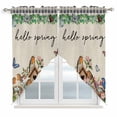 thumbnail image 1 of Spring Botanical Swag Valances for Windows 2 Pack, Kitchen Window Curtains 36 Inch Length, Farmhouse Vintage Black Plaid Brown Privacy Swag Curtains for Living Room/Bathroom with Rod Pocket 36"x36", 1 of 8
