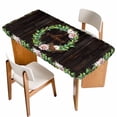 thumbnail image 1 of Spring Botanical Table Cloths for 4 Foot Rectangle Tables, Garden Birds Floral Leaves Brown Wood Patio Waterproof Elastic Fitted Tablecloths, Washable Rectangular Table Cover for Camping, 1 of 8