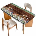 thumbnail image 1 of Spring Botanical Table Cloths for 5 Foot Rectangle Tables, Farmhouse Black Plaid Brown Wooden Grain Patio Waterproof Elastic Fitted Tablecloths, Washable Rectangular Table Cover for Camping, 1 of 8