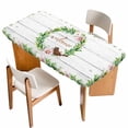 thumbnail image 1 of Spring Botanical Table Cloths for 5 Foot Rectangle Tables, Garden Birds Floral Leaves Gray Woodn Patio Waterproof Elastic Fitted Tablecloths, Washable Rectangular Table Cover for Camping, 1 of 8