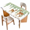 thumbnail image 1 of Spring Botanical Table Cloths for 5 Foot Rectangle Tables, Watercolor Leaves Deers Birds Country Patio Waterproof Elastic Fitted Tablecloths, Washable Rectangular Table Cover for Camping, 1 of 8