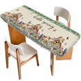 thumbnail image 1 of Spring Botanical Table Cloths for 8 Foot Rectangle Tables, Farmhouse Vintage Black Plaid Brown Patio Waterproof Elastic Fitted Tablecloths, Washable Rectangular Table Cover for Camping, 1 of 8