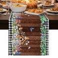 thumbnail image 1 of Spring Botanical Table Runner 70 Inch Long Dresser Scarves Linen Tablerunners Farmhouse Black Plaid Brown Wooden Grain Dining Kitchen Burlap Table Setting Decor for Party Holiday Coffee, 13"x70", 1 of 6