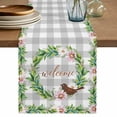 thumbnail image 1 of Spring Botanical Table Runner 72 Inches, Garden Birds Floral Leaves Gray Plaid Bed Runner Dresser Scarves Tabletop for Indoor Outdoor Parties/Ceremony/Banquet, 16" x 72", 1 of 8